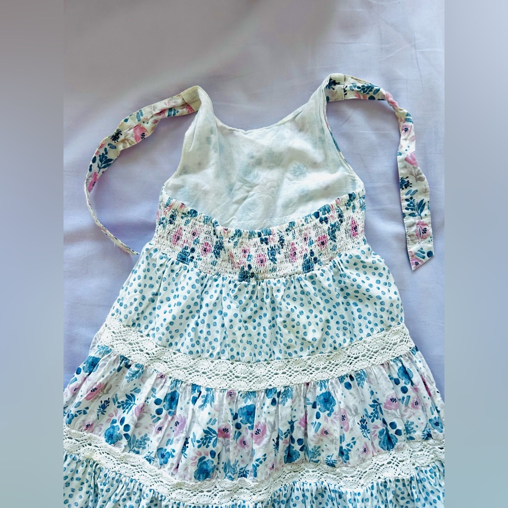 Tommy Bahama Girls Floral Crochet Tiered Lace Halter Cross Back Sundress 4T - Picture 7 of 9